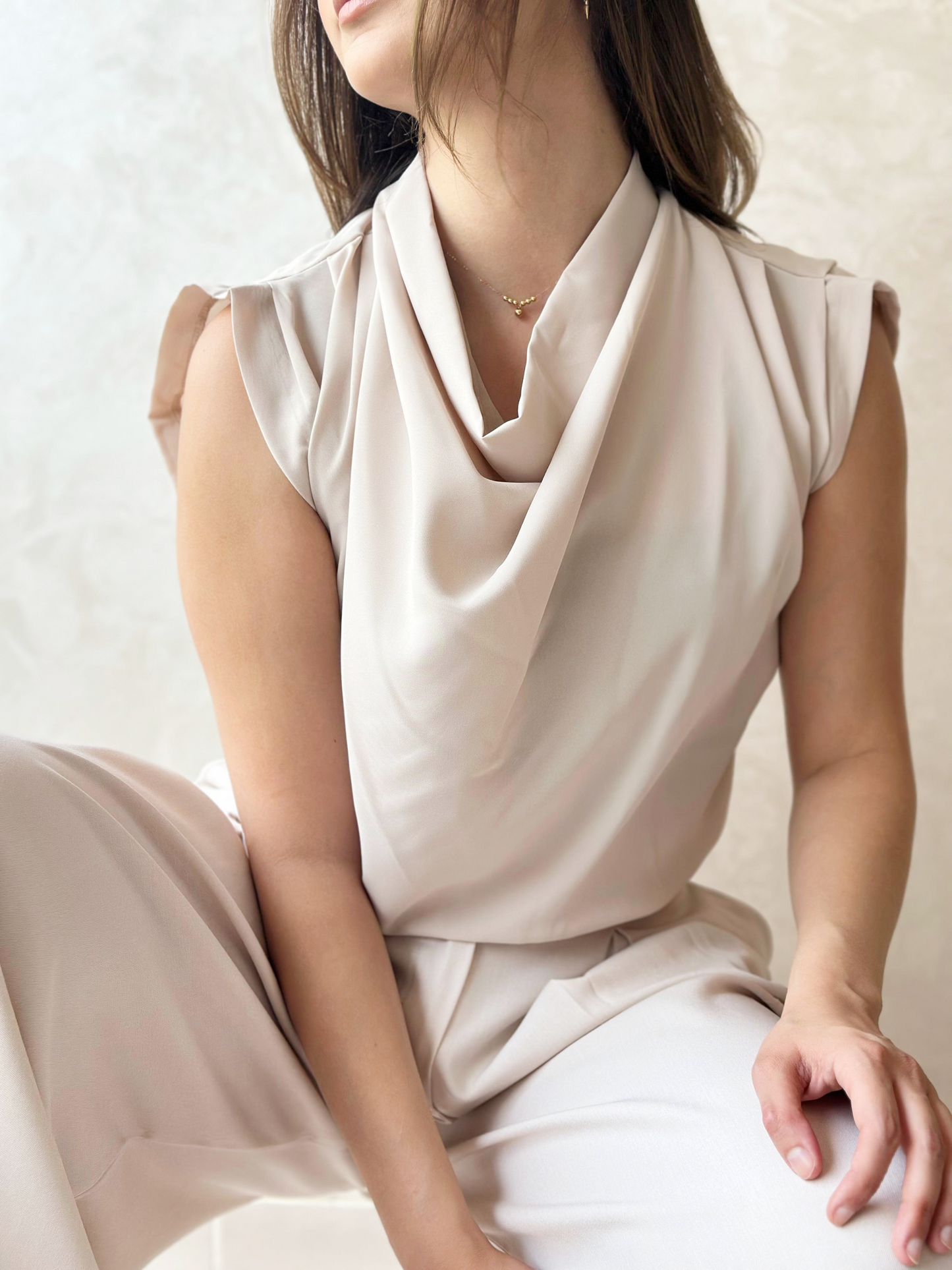 The Crepe Essential Blouse in Beige