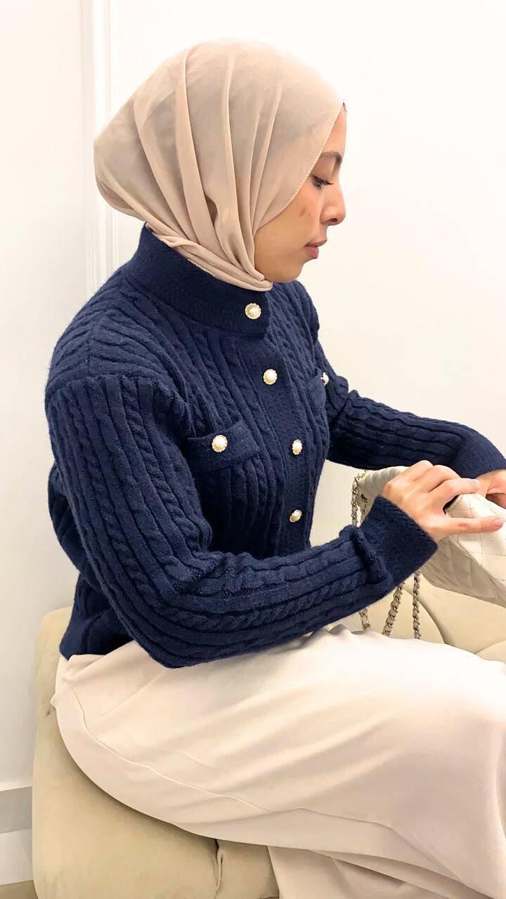 Navy Blue Knit Pullover