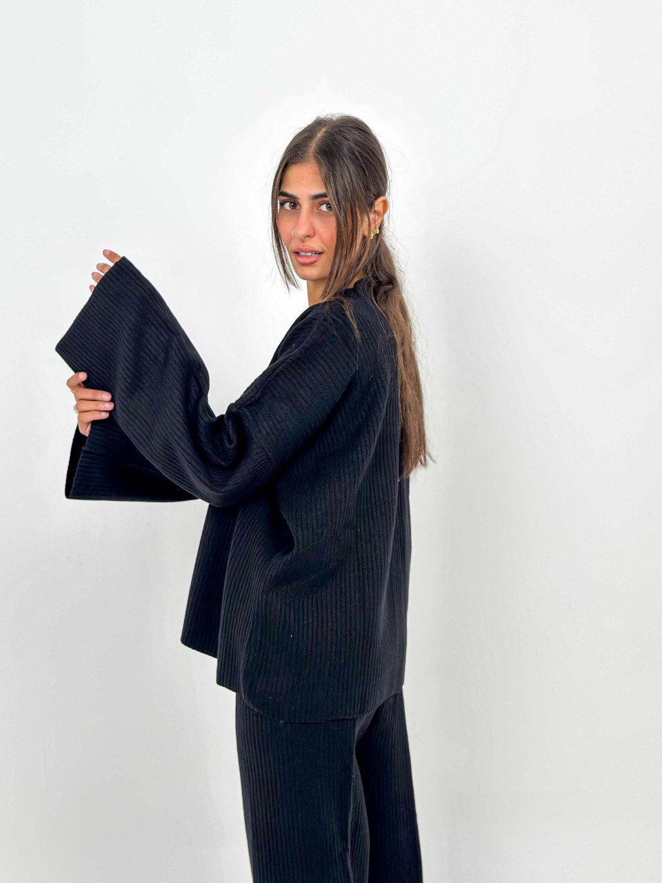 Black Buttoned Knit Set