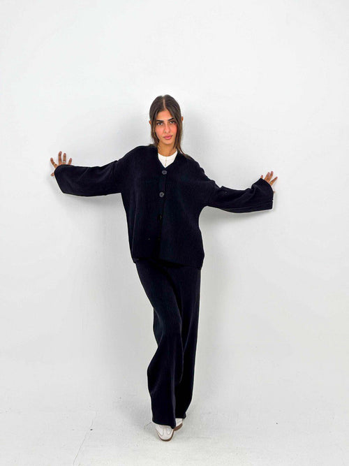 Black Buttoned Knit Set