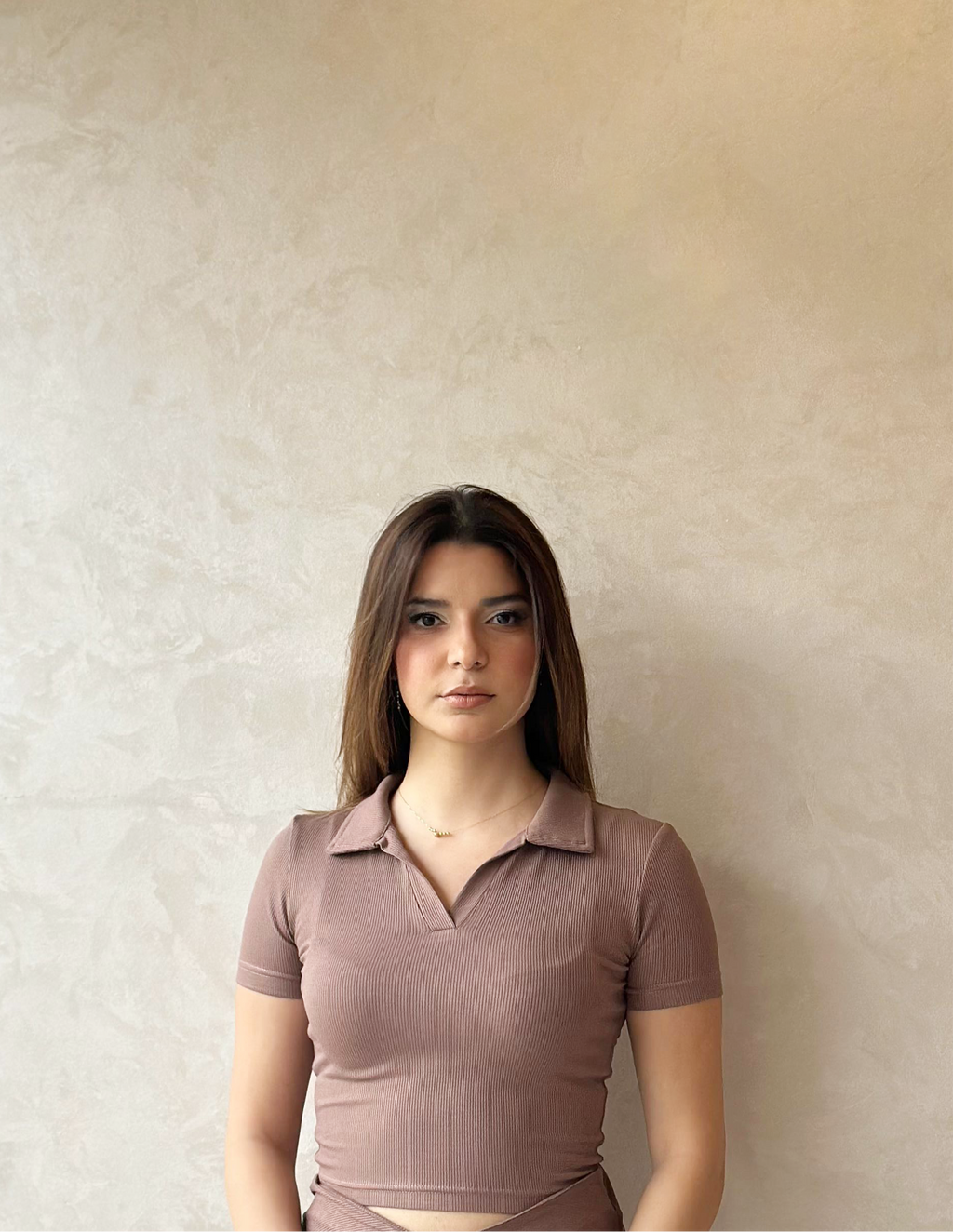 Knit Ribbed Basic Shirt in Mocha