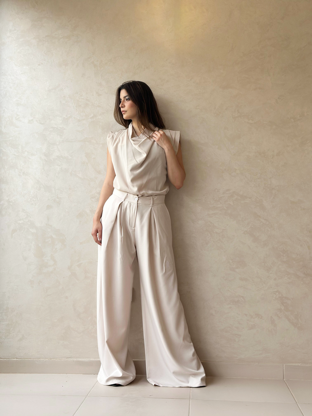 Linen Luxe Palazzo in Biege