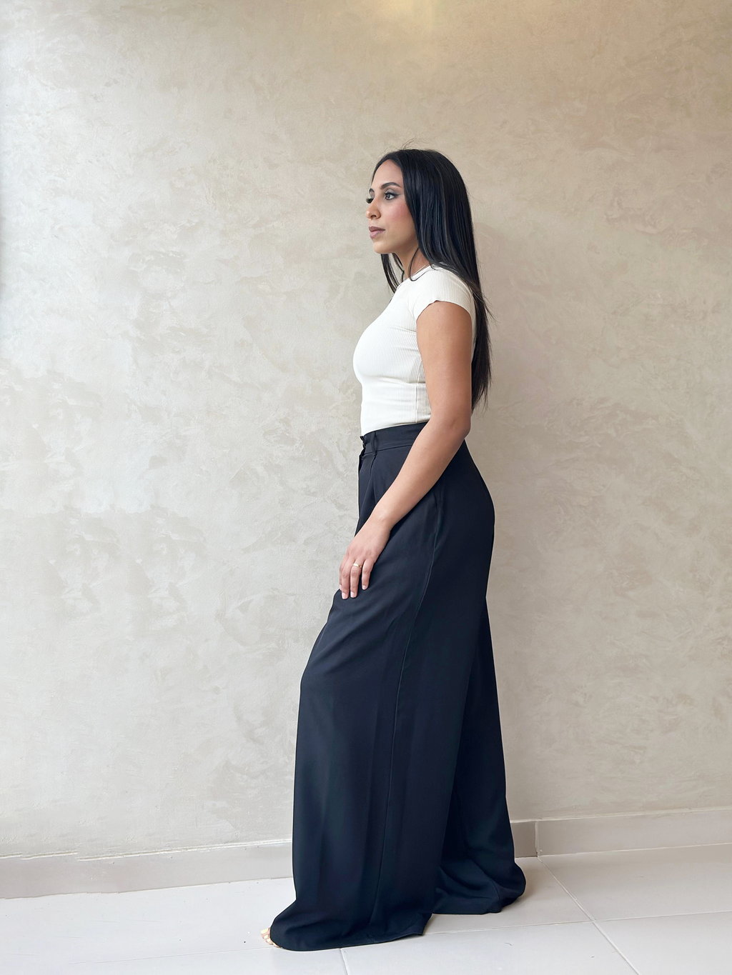 Linen Luxe Palazzo in Black