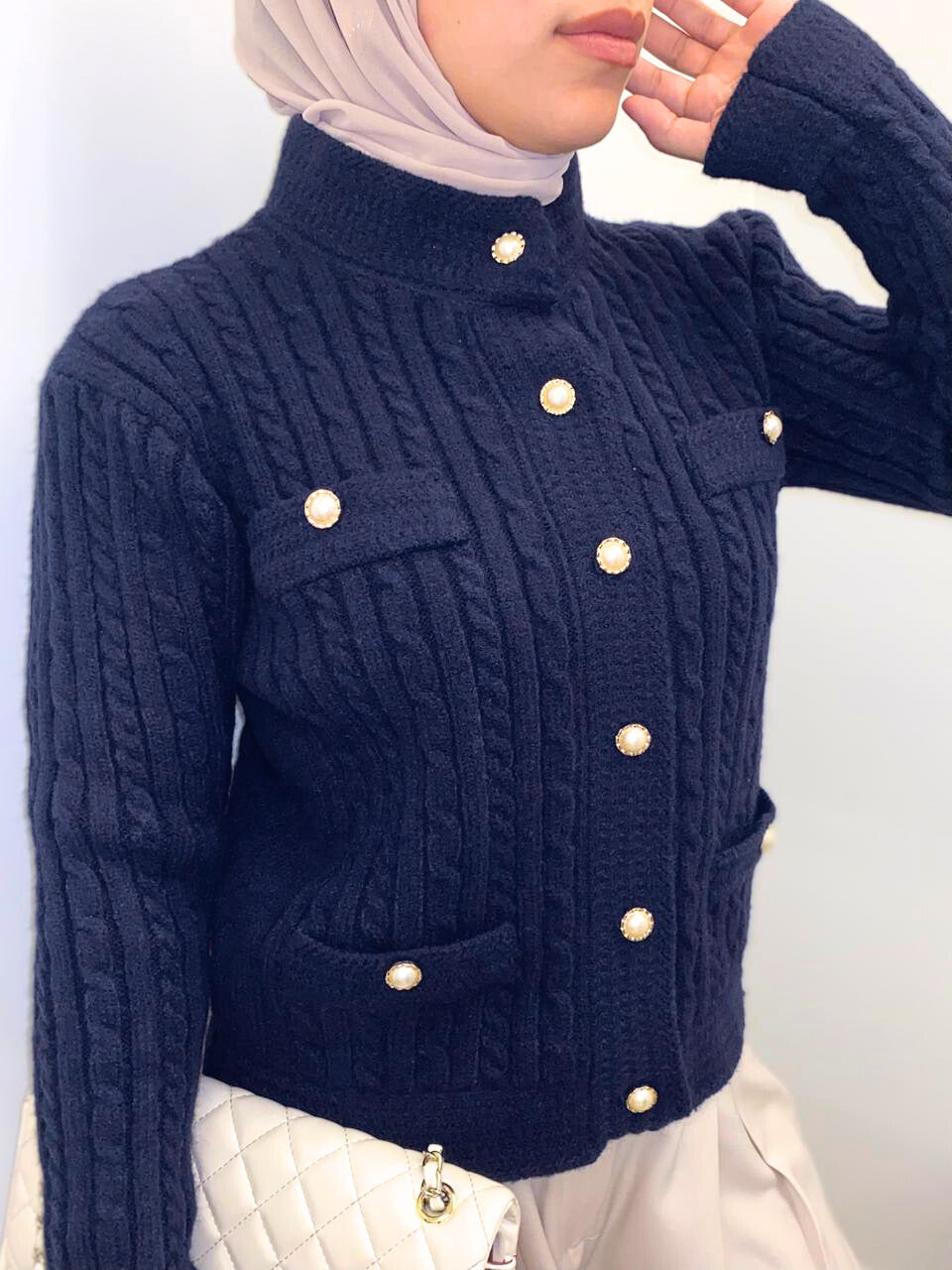 Navy Blue Knit Pullover